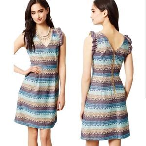 TABITHA Anthropologie Women’s Multicolor Motif Tea House Dress Sz 6